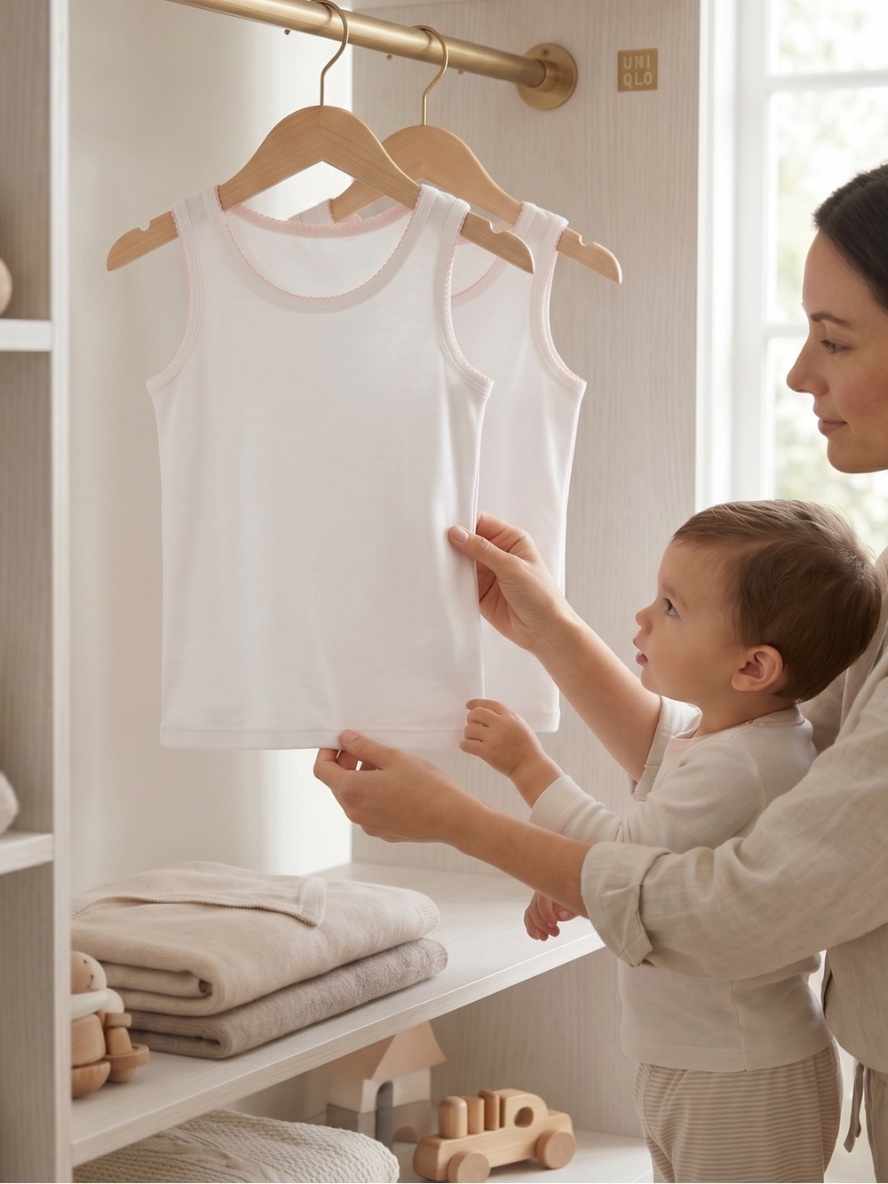 Uniqlo Kids White Tank Tops – Set of 2